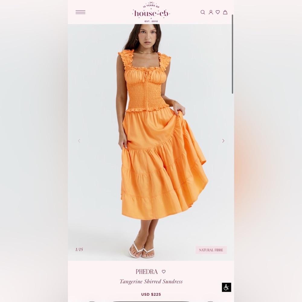 House of CB Tangerine Shirred Sundress